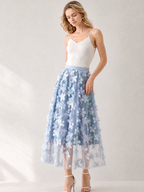 Elegant Women's 3D Patwork Long Gauze Skirt