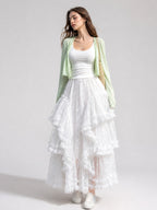 Retro Fashion Patwork Layered Gauze Tutu Maxi Skirt