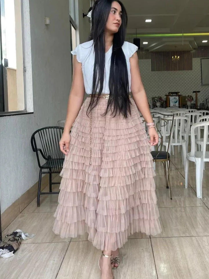 Women's Layered Tulle Maxi Skirts
