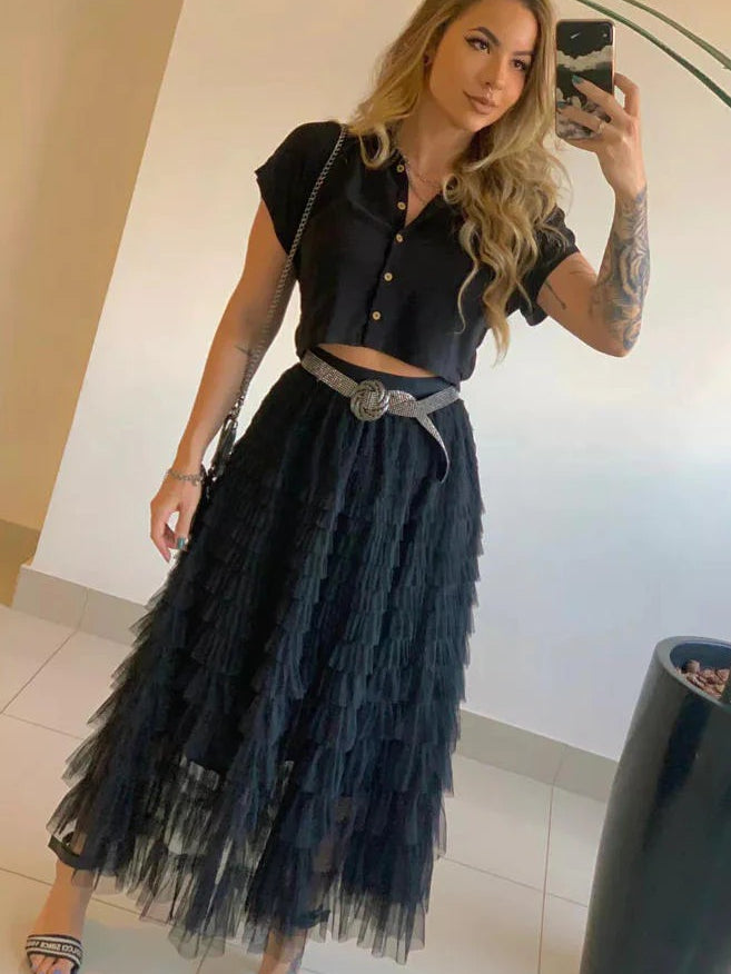 Women's Layered Tulle Maxi Skirts