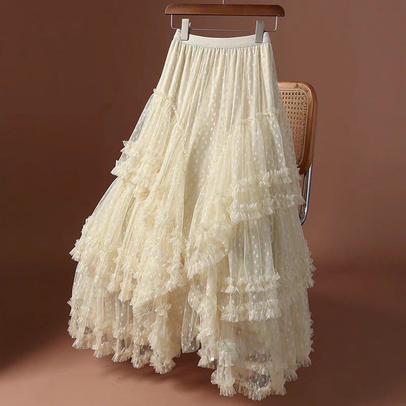 Retro Fashion Patwork Layered Gauze Tutu Maxi Skirt