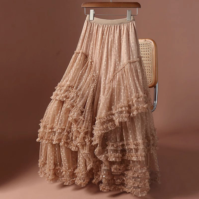 Retro Fashion Patwork Layered Gauze Tutu Maxi Skirt
