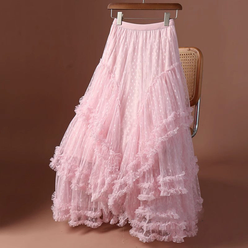Retro Fashion Patwork Layered Gauze Tutu Maxi Skirt