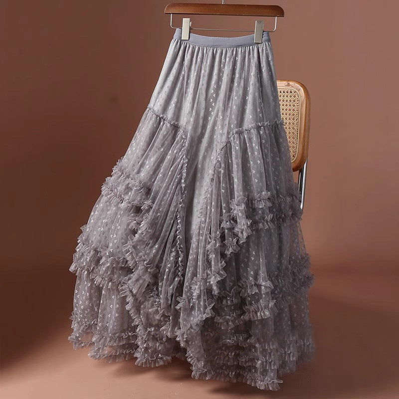 Retro Fashion Patwork Layered Gauze Tutu Maxi Skirt