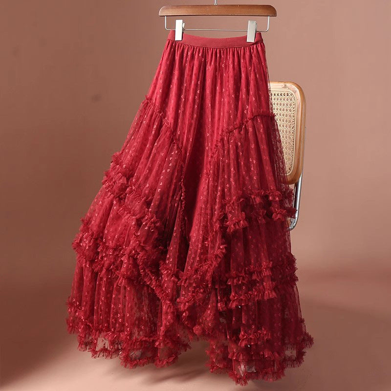 Retro Fashion Patwork Layered Gauze Tutu Maxi Skirt