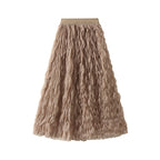 Saia Casual Tulle Maxi Moda Alta Elástica Cintura Midi Tutu Malha Linha A QT2350