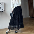 Saia Casual Tulle Maxi Moda Alta Elástica Cintura Midi Tutu Malha Linha A QT2350
