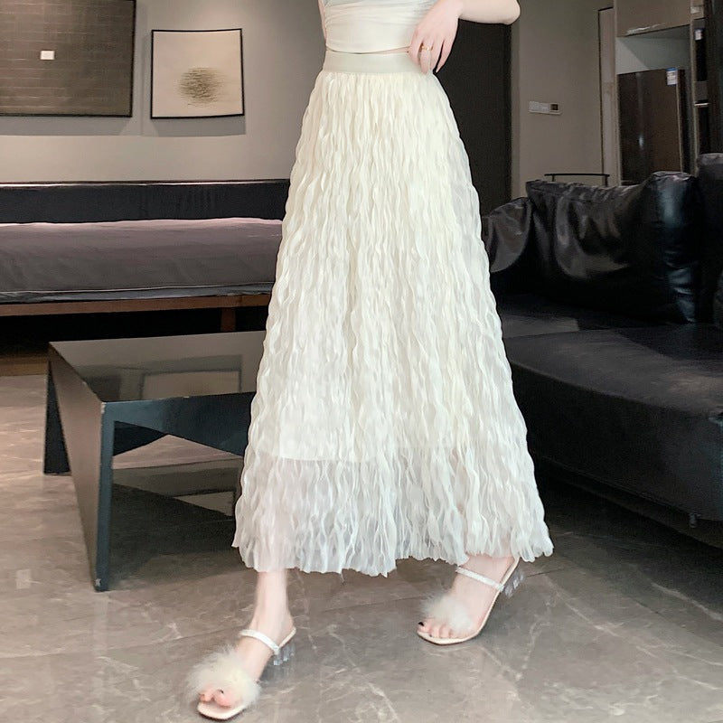 Saia Casual Tulle Maxi Moda Alta Elástica Cintura Midi Tutu Malha Linha A QT2350