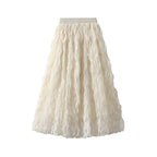 Saia Casual Tulle Maxi Moda Alta Elástica Cintura Midi Tutu Malha Linha A QT2350