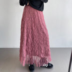 Saia Casual Tulle Maxi Moda Alta Elástica Cintura Midi Tutu Malha Linha A QT2350