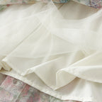 Elegante Fada Impresso Tule Saia Longa Em Moda Elástica Irregular Floral Pregueada Linha A QT2372