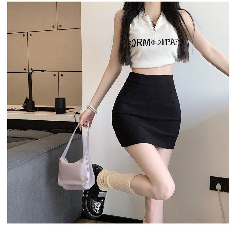 Qooth A Line Pencil Mini Skirt High Waist Slimming Skirt Pants Casual Comfortable Fashion INS QT2618