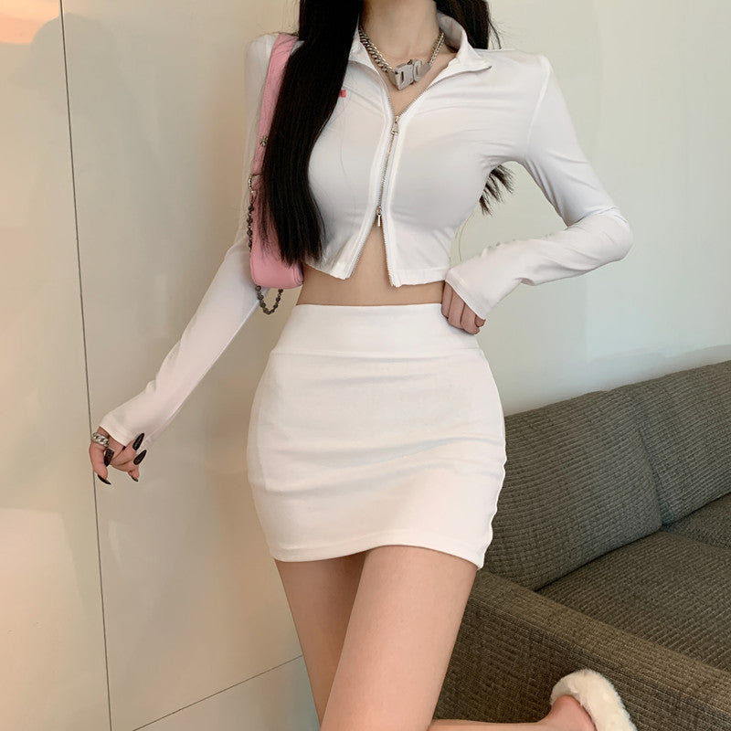 Qooth A Line Pencil Mini Skirt High Waist Slimming Skirt Pants Casual Comfortable Fashion INS QT2618
