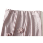 Qooth Elegante Feminino Uma Linha Tridimensional Flor Saia Maxi Comprimento Cintura Elástica Casual QT2757