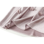 Qooth Elegante Feminino Uma Linha Tridimensional Flor Saia Maxi Comprimento Cintura Elástica Casual QT2757
